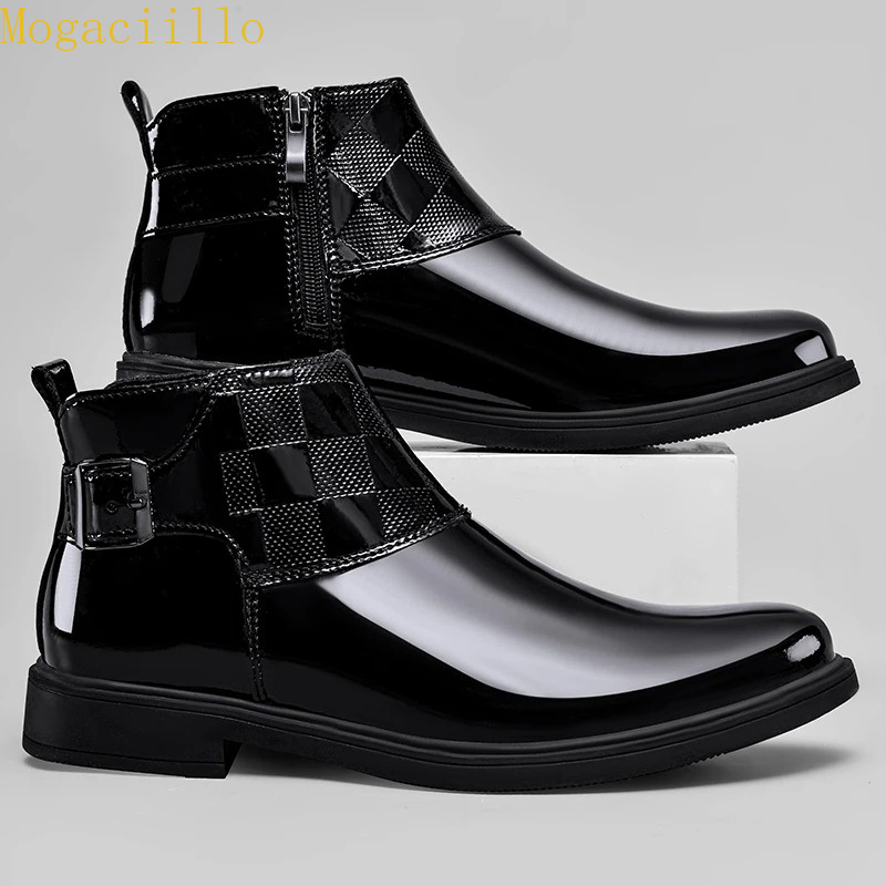 Men'S Shoes Hey Dude - Sepatu Boots Pria Kulit Paten Hitam
