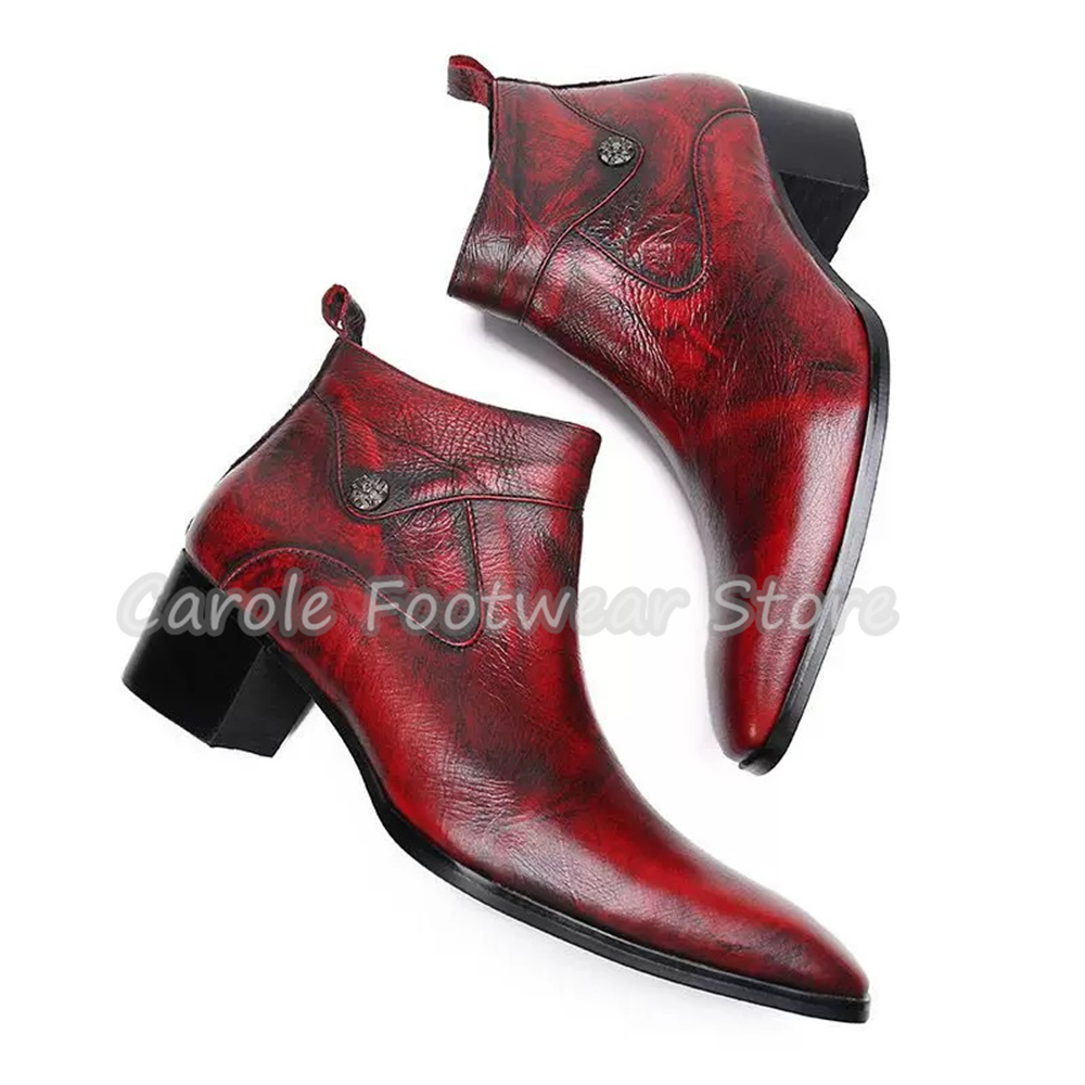 Men'S Shoes With Height Increase - Sepatu Bot Kulit Asli Model Vintage
